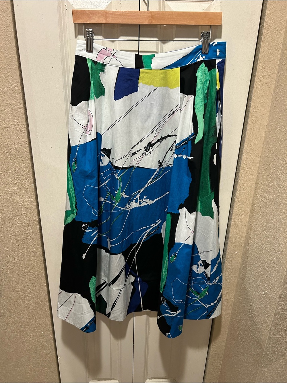 Zara Midi Pleated Printed Skirt Cotton Abstract artsy Skirt , size M - Picture 11 of 14